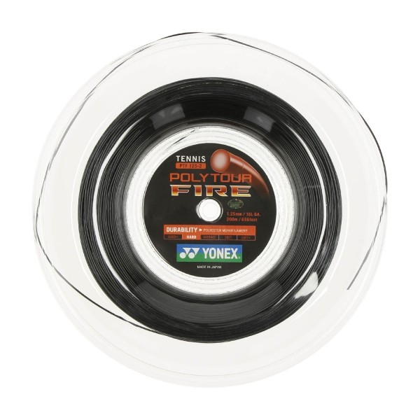 TENISOVÝ VÝPLET POLY TOUR FIRE 1,25 200 M BLACK - 